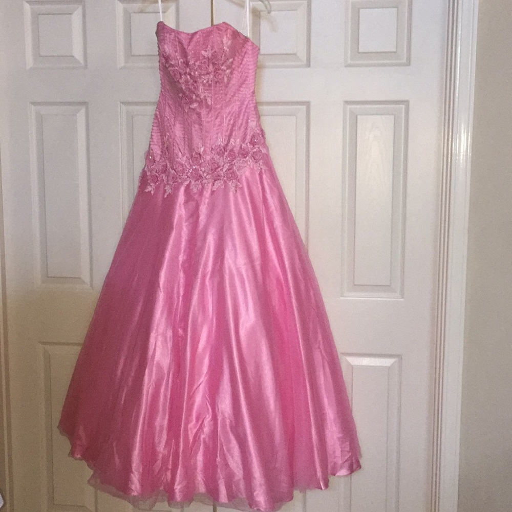 Light pink and silver ballgown pageant prom